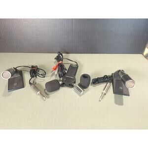 Vintage Realistic Stereo Electret Microphone 33-1065 + Pair RHE Mics Stands